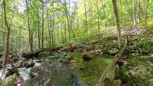 Man Crosses Flooding Creek in Shenandoah National Park