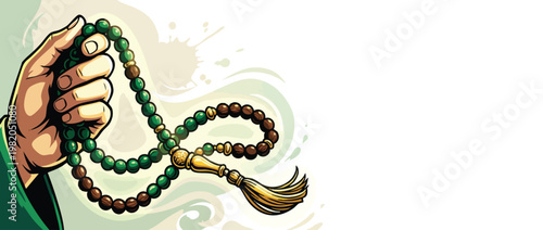 Prayer Beads Tasbih with Elegant Sacred Light and Calm Devotional Atmosphere