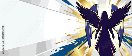 Radiant Angel Silhouette with Graceful Wings and Sacred Protective Presence