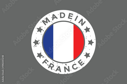 Made in France Circular Stamp with French Flag and Stars emblem logo