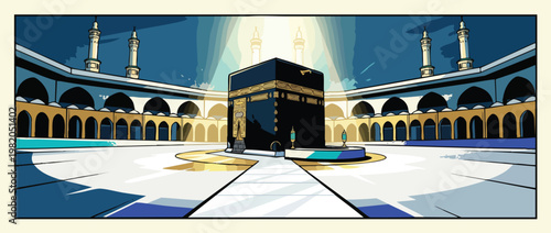 Kaaba Drawing Vector Art Illustration for Religious Concept Design