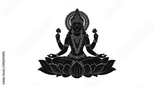 Buddha statue sitting on lotus flower.