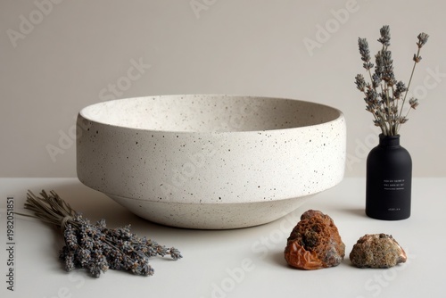Ceramic Bowl Centered with Simple Dates and Decorative Elements