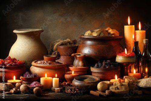 Ceramics and Candles Create Spiritual Ambience in Cozy Setting