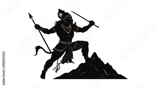 Hindu god Shiva standing on mountain.