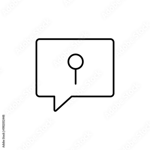 吹き出しとピンのマークを用いて、固定を表現したアイコン