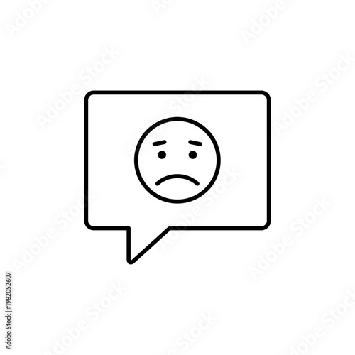 吹き出しと困り顔のマークを用いて、不満を表現したアイコン