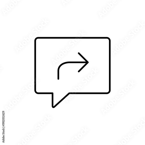 吹き出しと矢印のマークを用いて、返信を表現したアイコン