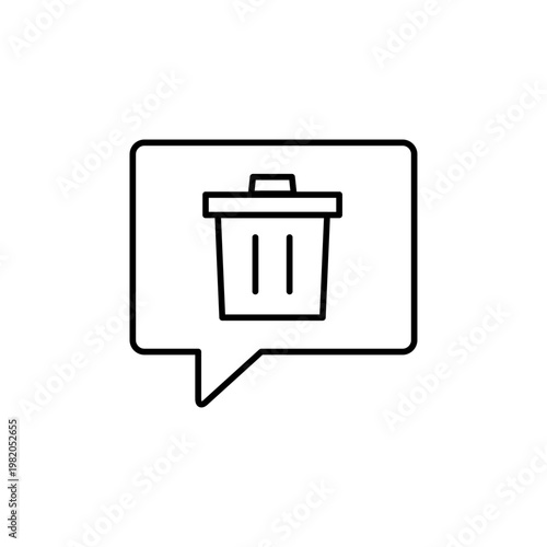 吹き出しとゴミ箱のマークを用いて、削除を表現したアイコン