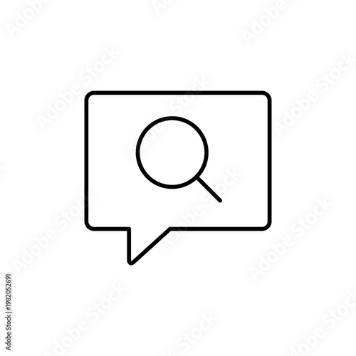 吹き出しと虫眼鏡のマークを用いて、検索を表現したアイコン
