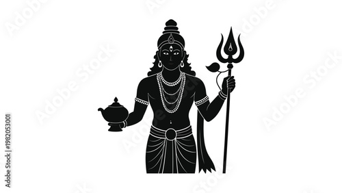 Hindu god Shiva with trident illustration.