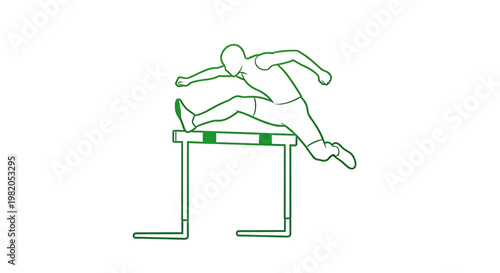 Athlete jumping over a hurdle