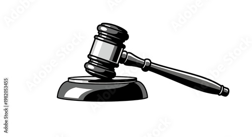 Wooden judge gavel on a sound block