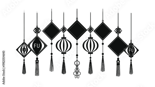 Traditional Chinese hanging decorations and charms.