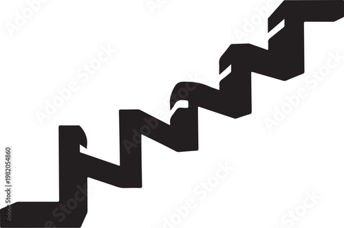 Black zigzag line, abstract shape, geometric pattern, vector graphic