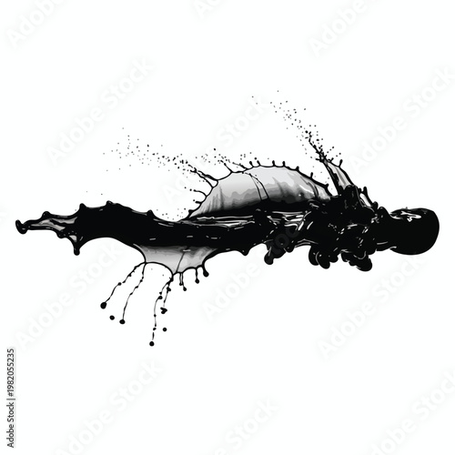 Abstract Black Ink Splash with Organic and Dynamic Design