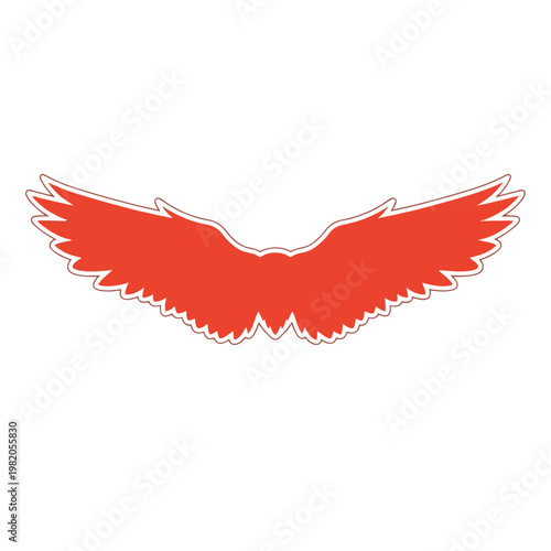 A vibrant red wing graphic on a clean white background sticker