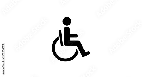 Black silhouette of a person in a wheelchair, a universal symbol for accessibility and disability, on a plain white background.