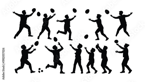 Silhouettes of people playing volleyball.