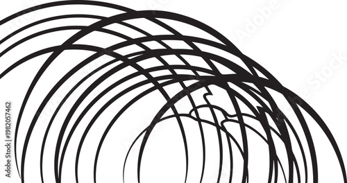 Black curved lines, abstract shapes, vector graphics, modern design elements