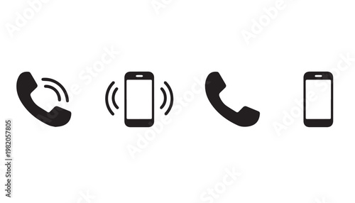 Phone icons: incoming call ringing phone outgoing call phone symbol with black and white incoming outgoing communication telephone technology