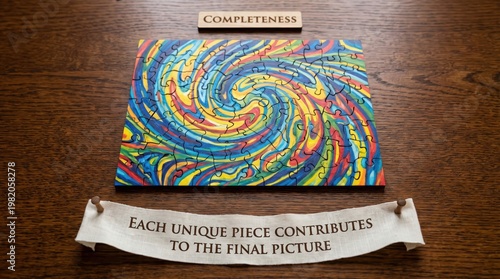 Minimal Composition of a Precis: Swirling Puzzle Art