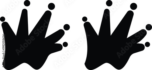 Beaver paw footprint icon set collection group, animal track pawprint footprint symbol vector pack, wildlife rodent claw marks, flat and line style black icons isolated on transparent background