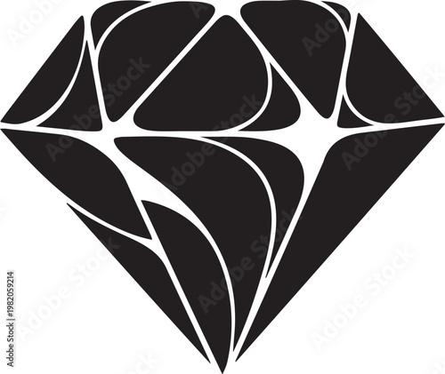 Black diamond, gemstone, vector icon, minimalist design, luxury symbol