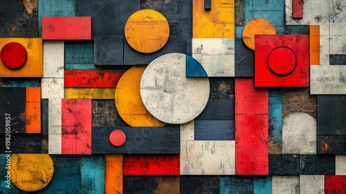 Abstract geometric shapes reflect energy, creating a striking backdrop for contemporary design.