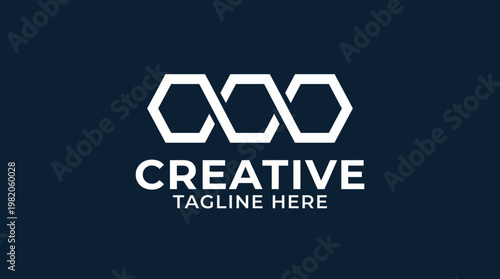 This modern logo design features hexagonal shapes and a clear focus on creativity, perfect for a startup or artistic venture aiming to inspire innovation.
