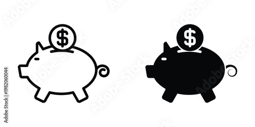 Piggy Bank icon design template
