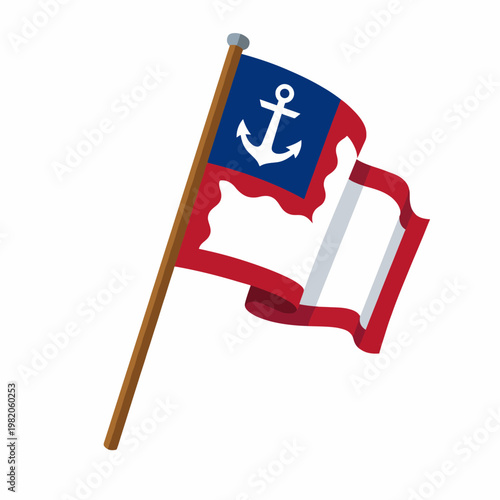 A flag featuring an anchor symbol, representing maritime themes and nautical adventures, appealing to seafarers and those with a passion for the ocean and exploration.