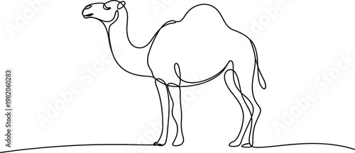 Continuous single line drawing of camel representing Eid ul Adha sacrifice and Islamic celebration concept