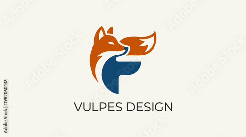 Bilde på lerret This creative logo features a stylized fox, representing cleverness and creativity, suitable for design studios and brands focusing on innovative solutions and artistic expressions