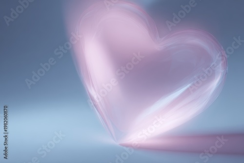 A glowing 3D heart made of soft light, self-love and emotional healing concept