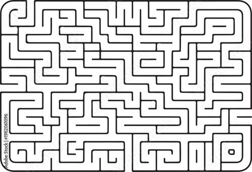 Black maze, puzzle illustration, labyrinth design, vector graphics