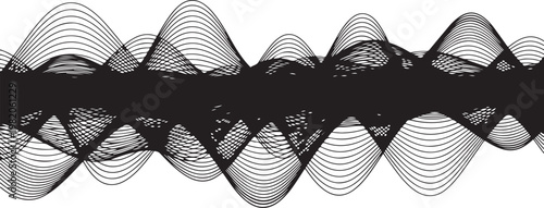 Black, abstract wave, mesh pattern border, vector design element, modern decoration