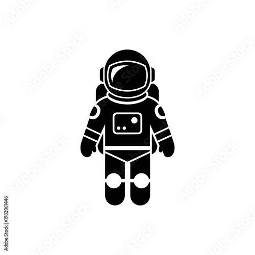 Minimalist Black and White Astronaut Icon Illustration