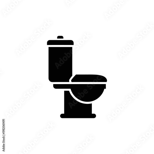 Simple Black Toilet Icon on White Background
