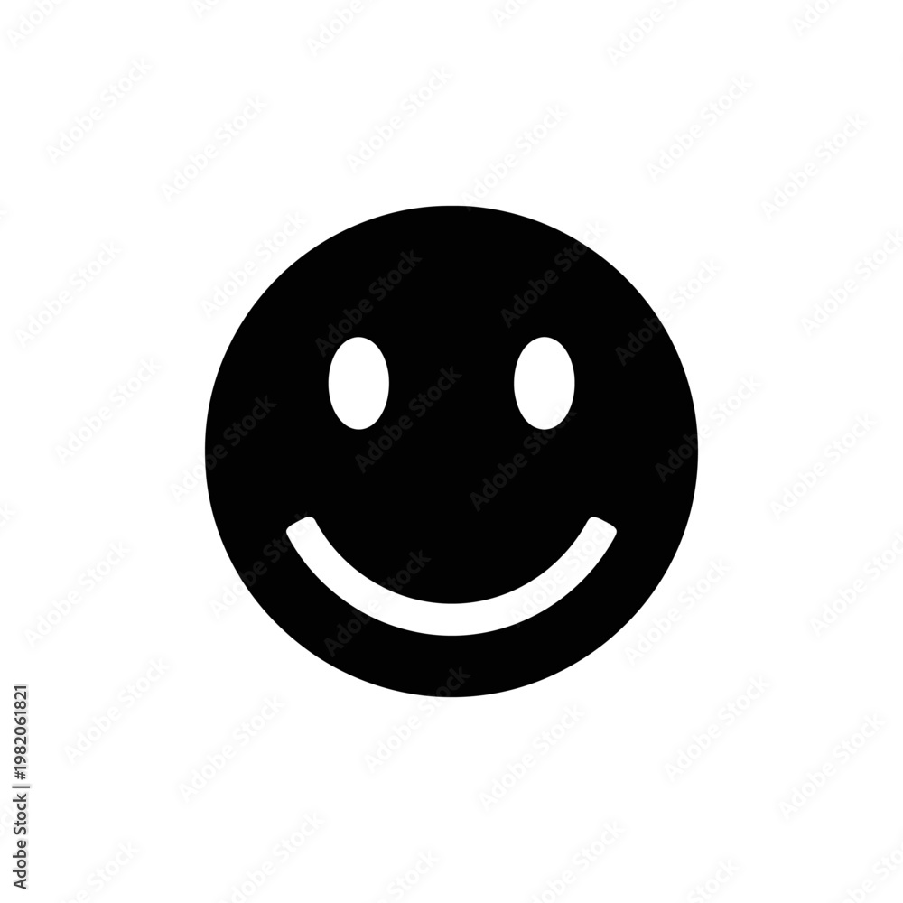 Fototapeta premium Simple Black Smiley Face Icon with Happy Expression