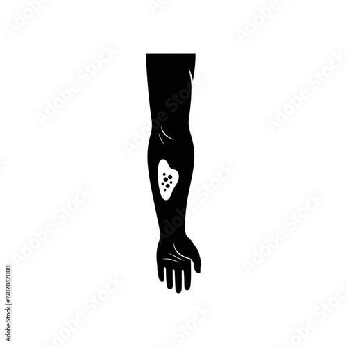 Abstract Black Arm with White Geometric Face Tattoo