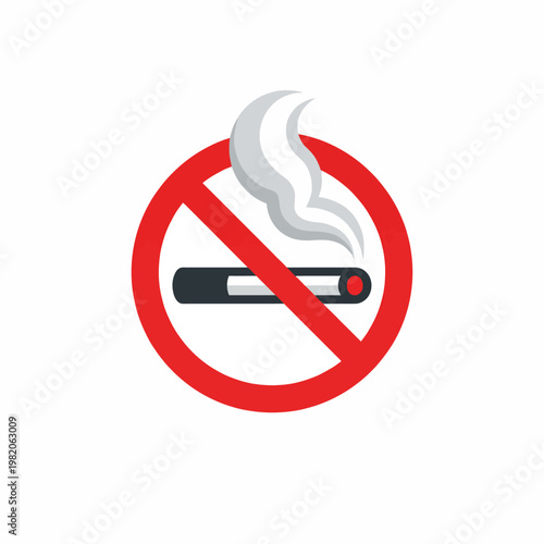 A clear no smoking sign featuring a crossed-out cigarette with smoke, promoting a healthy lifestyle choice and public health awareness against tobacco use.