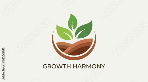 An elegant logo that incorporates leaves and earth tones symbolizing growth and harmony. Perfect for sustainable businesses or eco-friendly initiatives.