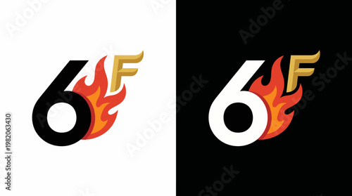 Fotografia This logo design creatively incorporates the number 6 with vibrant flames, making it a standout choice for brands focused on energy and excitement