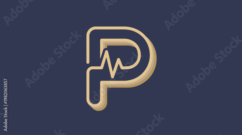 This logo design combines a stylized letter 'P' with a heartbeat line, representing health and wellness, ideal for medical professionals or healthcare branding.