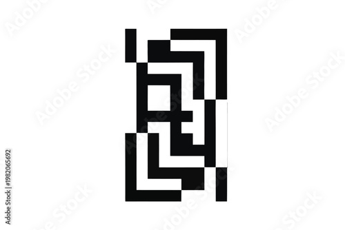 Abstract geometric design featuring nested black squares on a white background