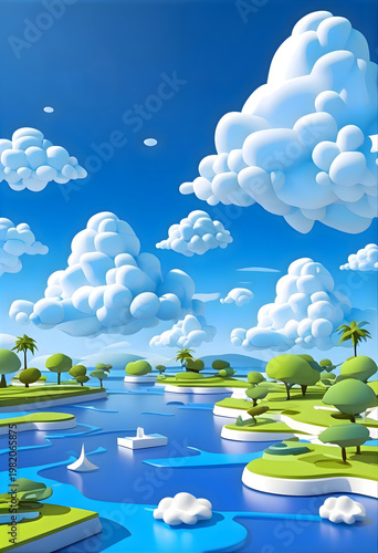 landscape with blue sky