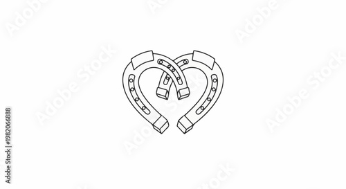 Two horseshoes form a heart shape, symbolizing luck and love