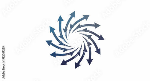 Swirling arrows point outwards from a central point in a circular motion