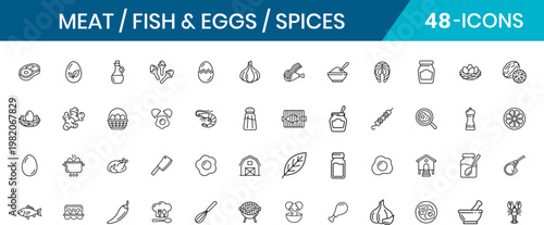 Meat Fish Eggs Spices Animal Protein Icons